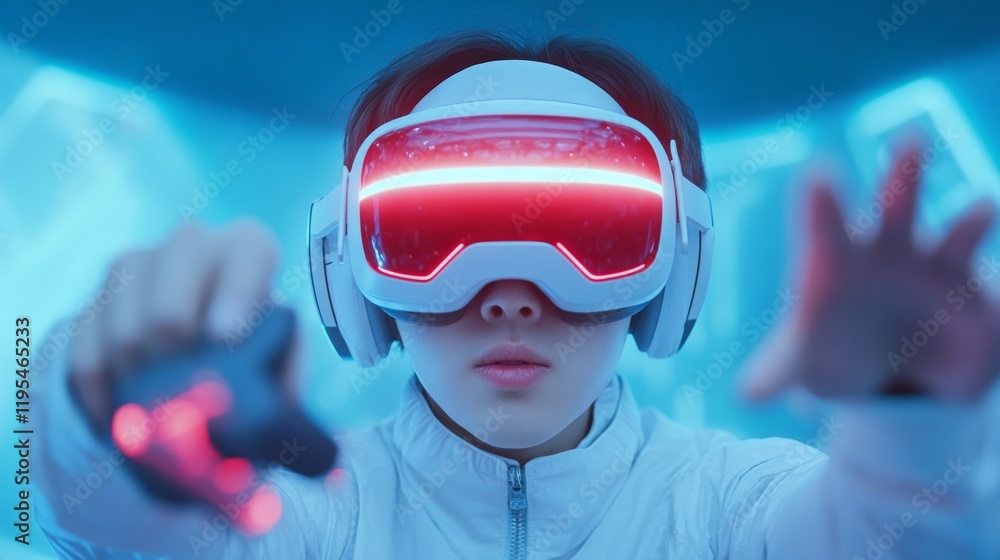 Aufkleber immersive virtual reality gaming futuristic tech and interactive experience
