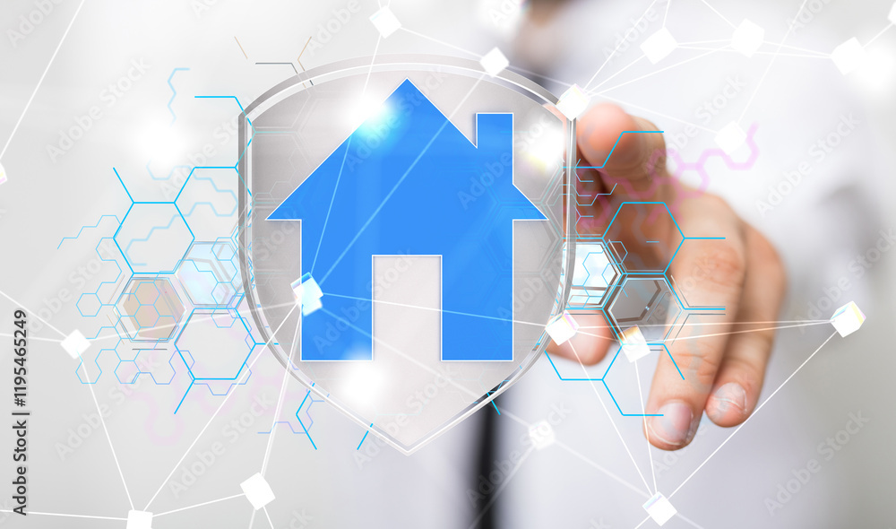 Aufkleber house. data big data visualization background.abstract technology