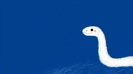 Friendly White Snake on Blue Background