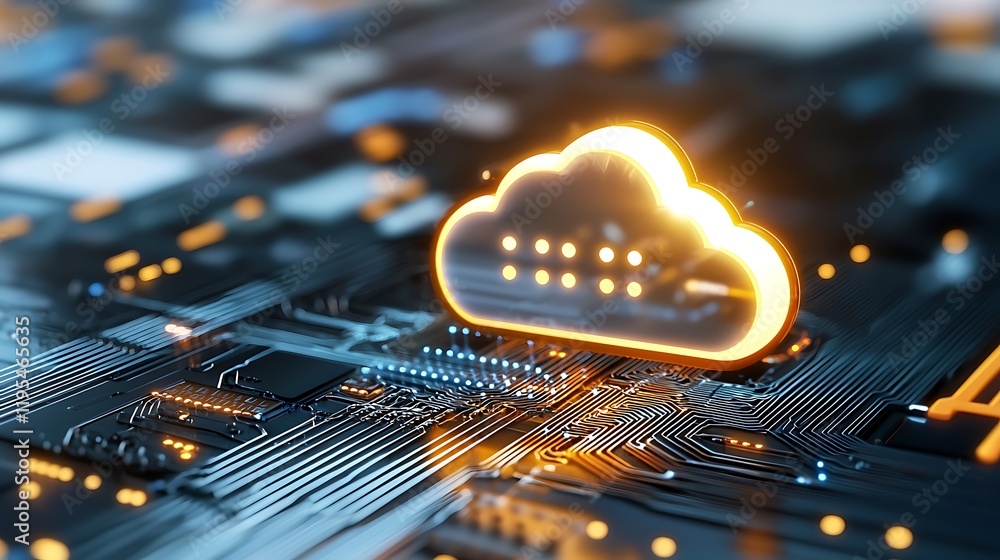 Poster futuristic ai powered digital cloud infrastructure grid providing automated network connectivity and