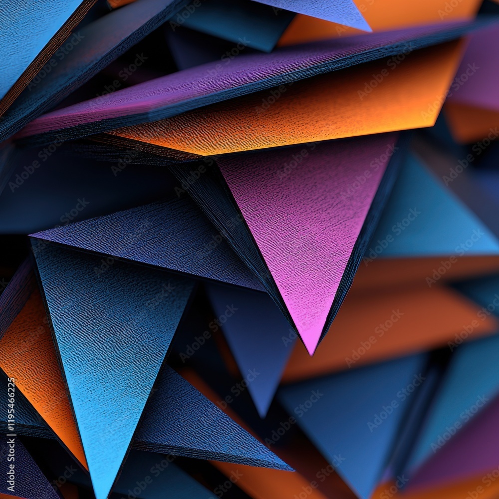 Poster dynamic neon triangles overlapping in abstract art digital realm graphic design vivid colors aesthet