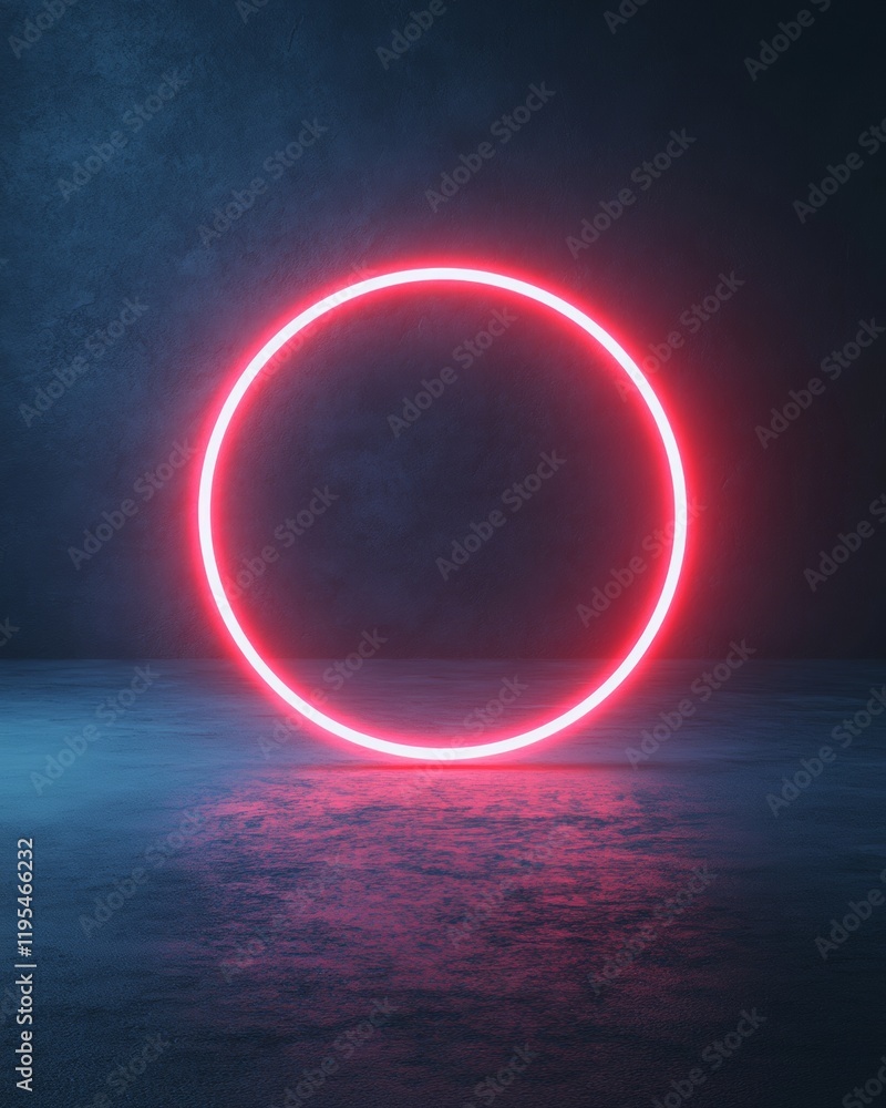 Aufkleber futuristic neon circle with ambient glow on modern abstract background