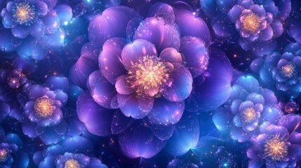 A seamless pattern of purple and blue flowers, perfect for artistic or decorative purposes.