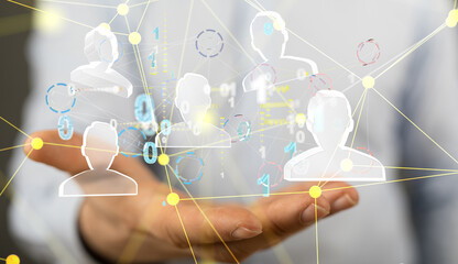 Neural network concept. Connected cells with links.