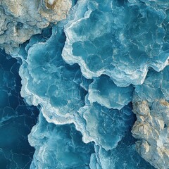 Obraz premium Ocean waves action coastal region nature aerial view textures and details for january blues