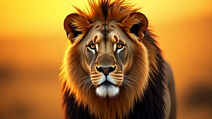 A majestic lion standing alone in the middle of a jungle