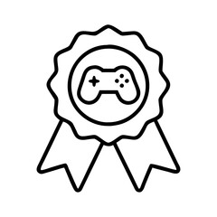game achievements badge icon, game achievements badge line art - simple line art of game achievements badge, perfect for game achievements badge logos and icons and themed design 
