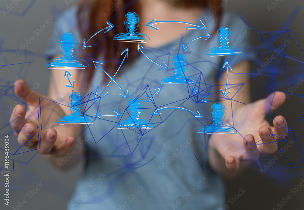 Poster neural network 3d illustration. big data and cybersecurity - neural network exposure digital