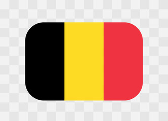 Fototapeta premium Belgium flag - rounded rectangle colorful flag representing a country cultural identity and heritage. The essence of national pride and unity. Vector flag on transparent background.