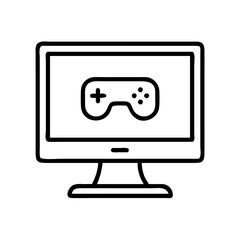 gaming monitor icon, gaming monitor line art - simple line art of gaming monitor, perfect for gaming monitor logos and icons and themed design 