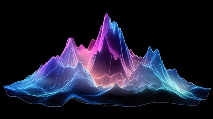 Fototapeta premium Abstract Digital Landscape of Neon Mountains
