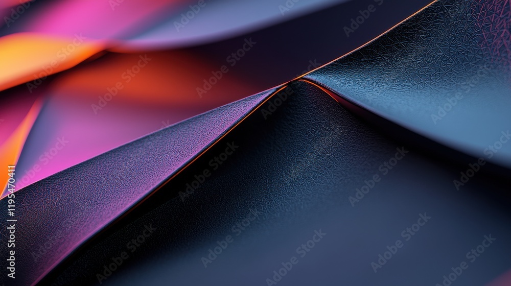 Poster dynamic overlapping polygons in glowing neon tones spinning abstract digital art virtual environment