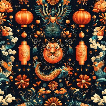 "Celestial Horoscope: Intricate Zod Zodiac Sign Seamless Sticker Design for Astrology Enthusiasts and Horoscope Lovers"