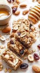 Homemade granola bars sliced kitchen food bright overhead healthy snack inspiration