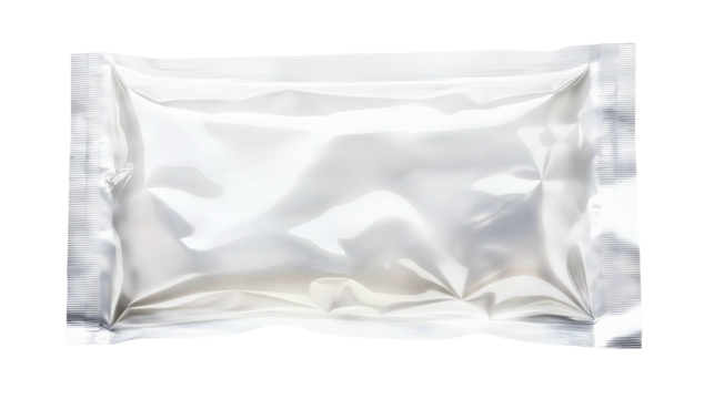 Blank Silver Foil Pouch Package Isolated On White Background