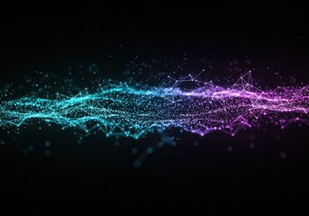 A dynamic, abstract image showcasing a network of interconnected points and lines, creating a flowing, wave-like pattern