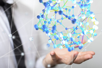 Neural network concept. Connected cells with links.