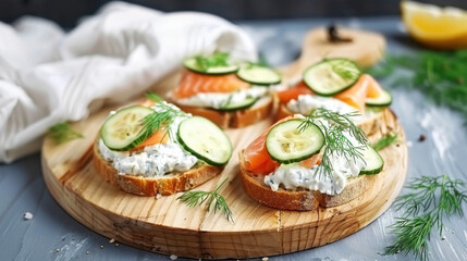smoked salmon with cream cheese and cucumber