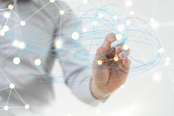 Stack of hands showing unity and teamwork 3d.