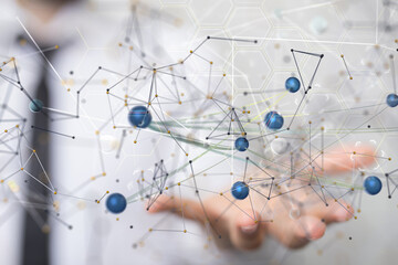 conference Digital Network and data concept 3d - neural network exposure digital