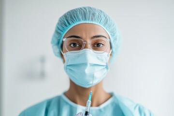 Modern Healthcare Indian Nurse in Hospital Prepares Vaccine Syringe