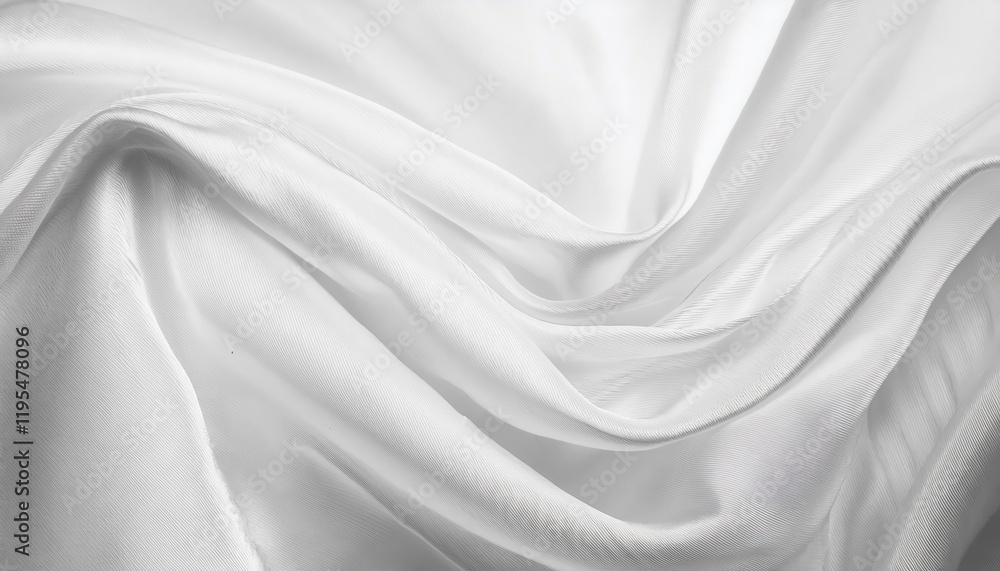 Poster soft white fabric folds with smooth texture for elegant background, luxury designs, and minimalist b