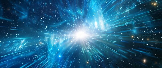 Naklejka premium Majestic beauty of cosmic reflections over tranquil waters at dawn