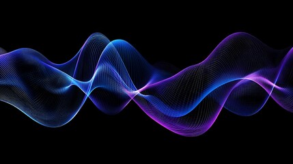 Abstract Blue Purple Flowing Waves Design