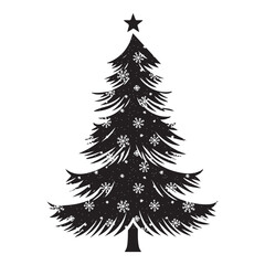 Christmas Tree Winter Snowflake Silhouette Vector on White Background