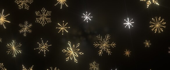 Falling snow at night. Bokeh lights