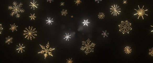 Falling snow at night. Bokeh lights