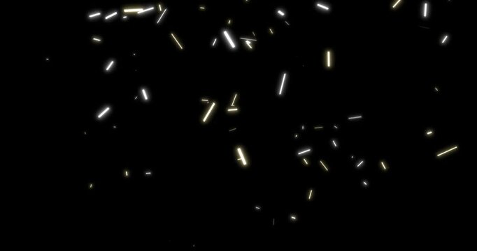 Colorful confetti falling on black background. 4k animaton footage