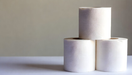 toilet paper roll stacked on top of each other on a white background