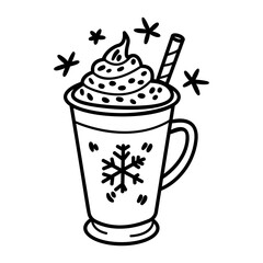Peppermint mocha icon in drawing style