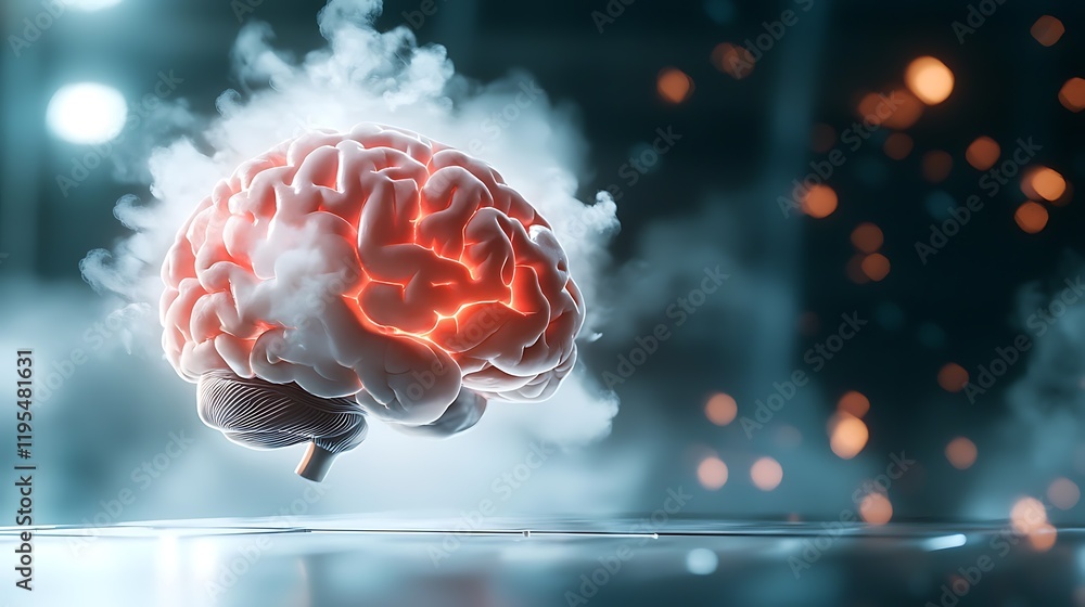 Poster glowing digital brain concept representing the futuristic advancements in neuroscience cognitive pro