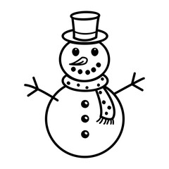 Cute Snowman icon in drawing style