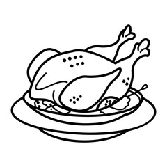 A hand drawn icon of roasted turkey