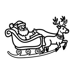 Santa sleigh icon in doodle style