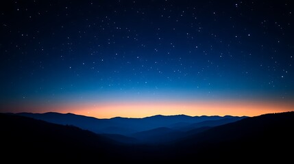 Starry Night Sky Over Silhouetted Mountain Ranges
