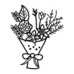 A doodle icon of beautiful flower bouquet