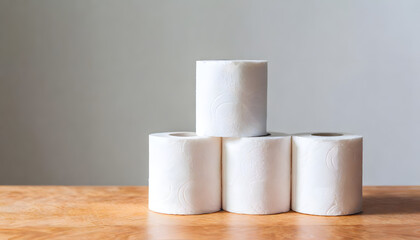 toilet paper roll stacked on top of each other on a table