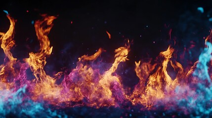 Obraz premium Vivid Orange And Blue Flames Dance In The Dark