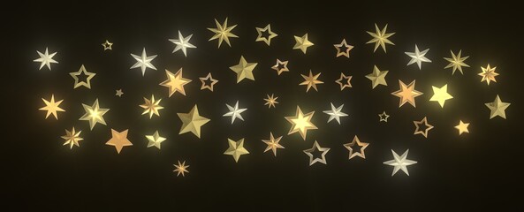 Stardust Christmas Shower: Mesmerizing 3D Illustration Depicting Descending Holiday Star Particles