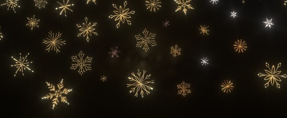 Falling snow at night. Bokeh lights