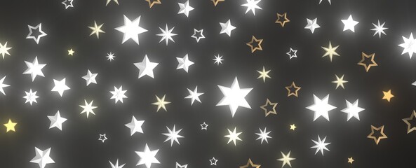 Cascading Christmas Constellations: Brilliant 3D Illustration Showcasing Falling Festive Star Patterns