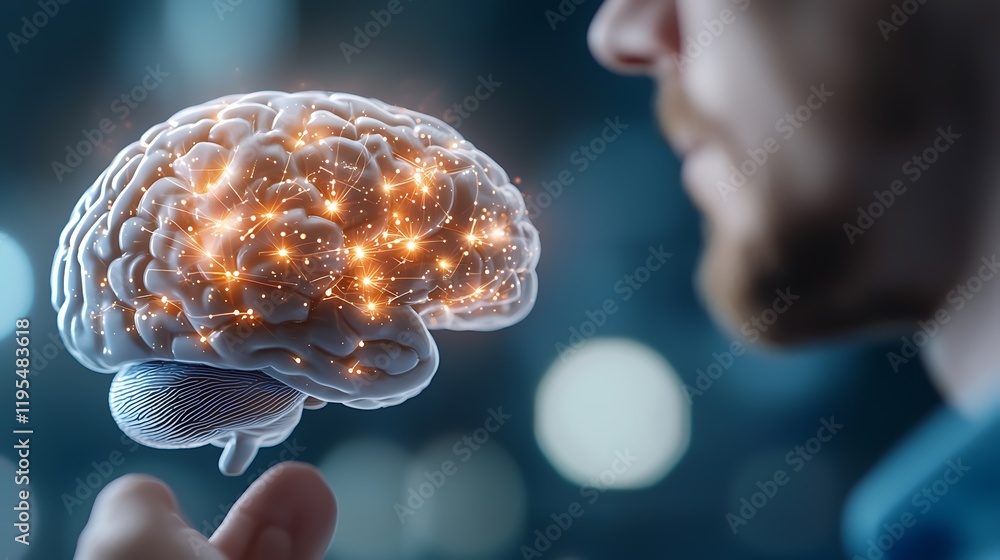 Aufkleber glowing illuminated brain representing the power of intelligence innovative cognitive technology and