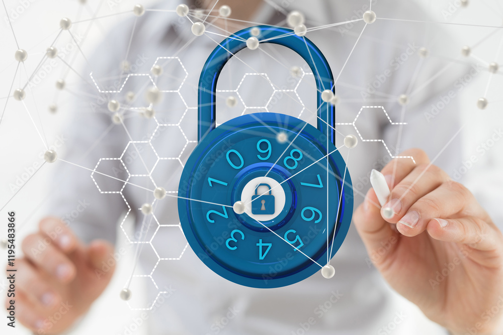 Aufkleber Information technology protected with firewall, secure access and encryption against cyber
