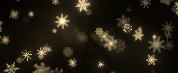Snowflakes and bokeh lights on the blue Merry Christmas background. 3D render