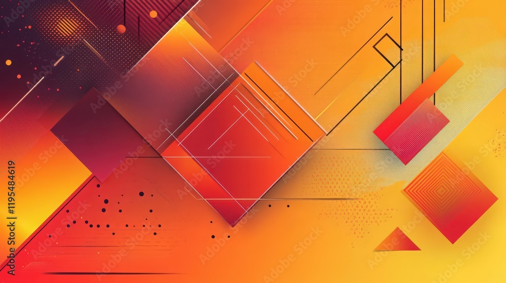 Poster abstract geometric composition with warm tones and dotted textures creating modern art