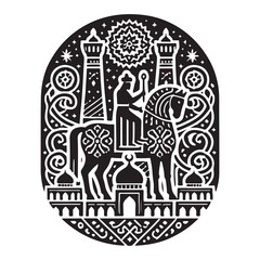 The Amulet of Samarkand Silhouette Vector Illustration, Solid White Background.